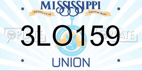 3LO159 Mississippi License Plate
