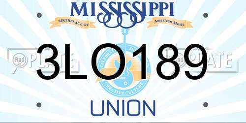 3LO189 Mississippi License Plate