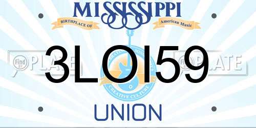 3LOI59 Mississippi License Plate