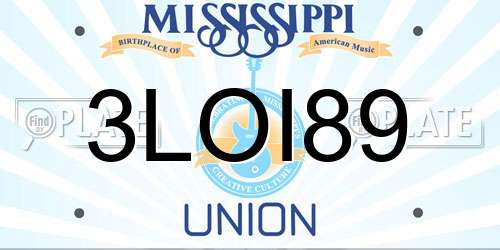 3LOI89 Mississippi License Plate