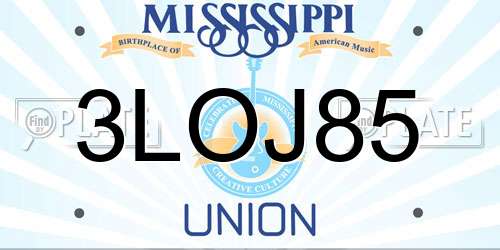 3LOJ85 Mississippi License Plate