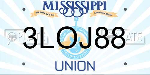 3LOJ88 Mississippi License Plate