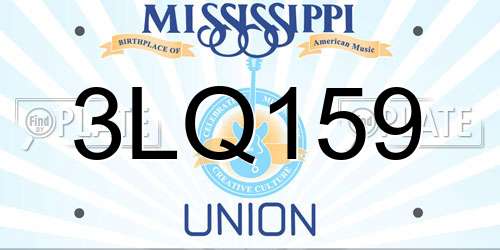 3LQ159 Mississippi License Plate