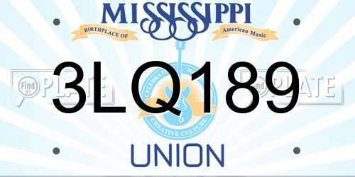 3LQ189 Mississippi License Plate