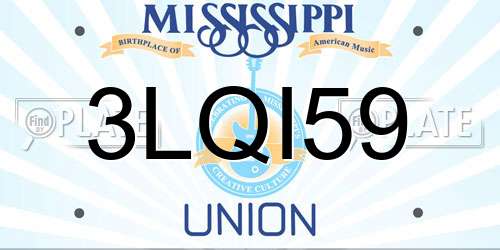 3LQI59 Mississippi License Plate
