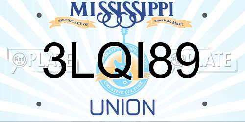 3LQI89 Mississippi License Plate