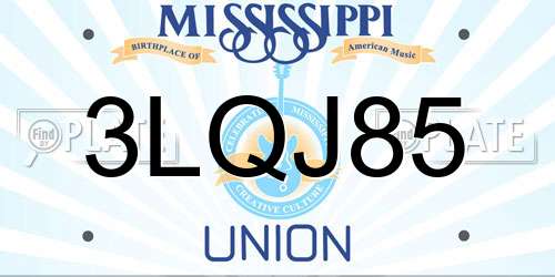 3LQJ85 Mississippi License Plate
