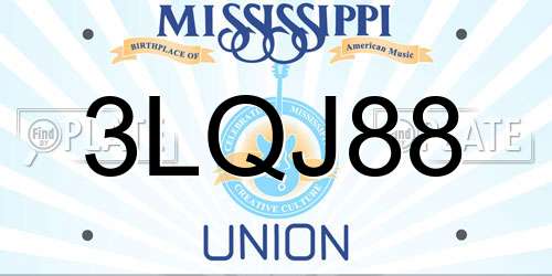 3LQJ88 Mississippi License Plate