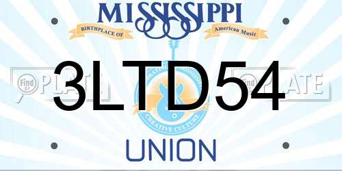 3LTD54 Mississippi License Plate