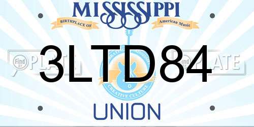 3LTD84 Mississippi License Plate