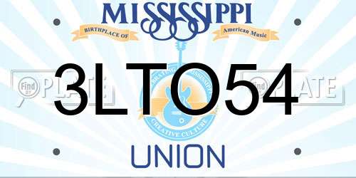 3LTO54 Mississippi License Plate