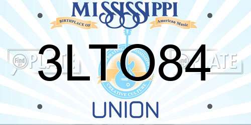 3LTO84 Mississippi License Plate