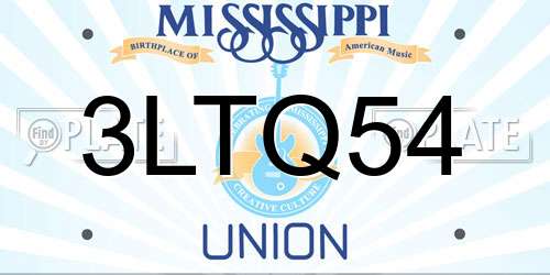 3LTQ54 Mississippi License Plate