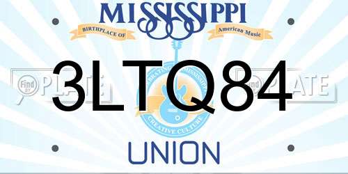 3LTQ84 Mississippi License Plate