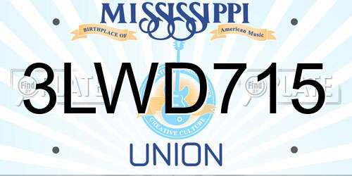 3LWD715 Mississippi License Plate