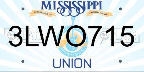 3LWO715 Mississippi License Plate