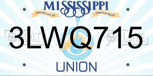 3LWQ715 Mississippi License Plate