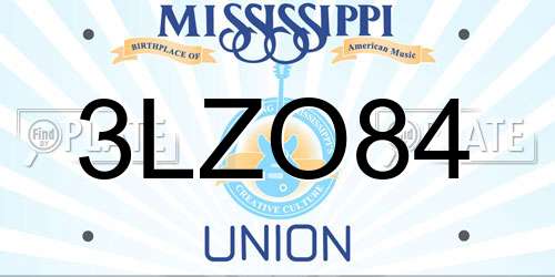 3LZO84 Mississippi License Plate