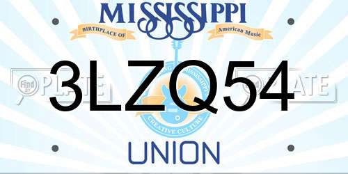 3LZQ54 Mississippi License Plate