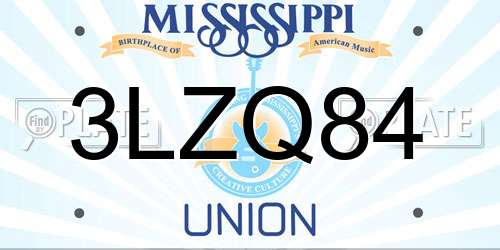 3LZQ84 Mississippi License Plate