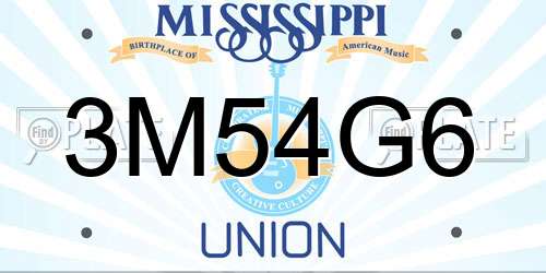 3M54G6 Mississippi License Plate