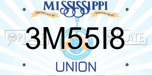 3M55I8 Mississippi License Plate