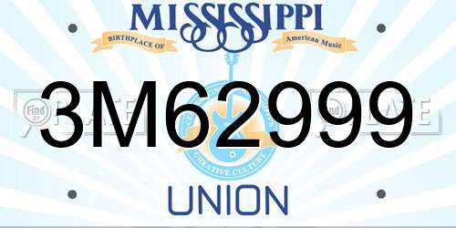 3M62999 Mississippi License Plate