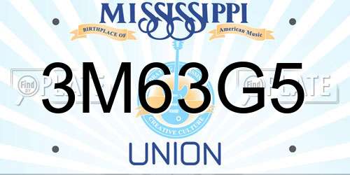 3M63G5 Mississippi License Plate