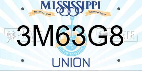 3M63G8 Mississippi License Plate