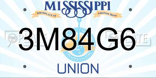 3M84G6 Mississippi License Plate