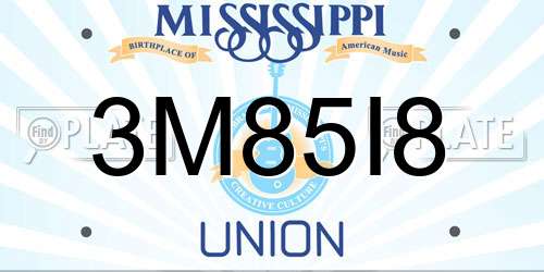 3M85I8 Mississippi License Plate