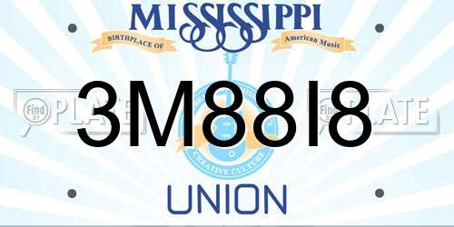 3M88I8 Mississippi License Plate