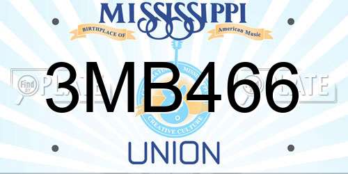 3MB466 Mississippi License Plate
