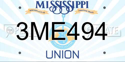 3ME494 Mississippi License Plate