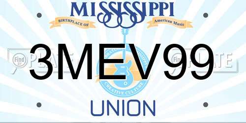 3MEV99 Mississippi License Plate