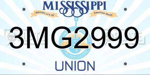 3MG2999 Mississippi License Plate