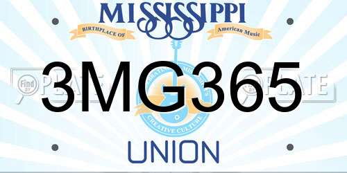 3MG365 Mississippi License Plate