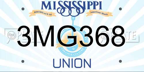 3MG368 Mississippi License Plate