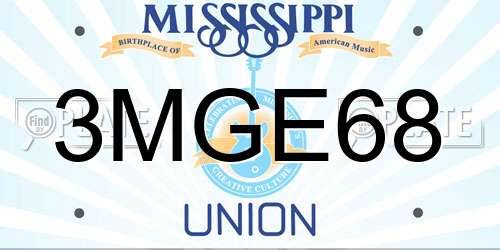 3MGE68 Mississippi License Plate