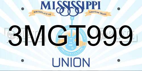 3MGT999 Mississippi License Plate