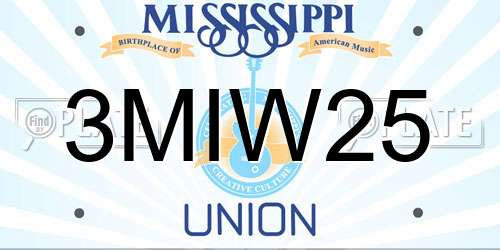 3MIW25 Mississippi License Plate