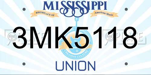 3MK5118 Mississippi License Plate