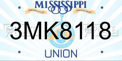 3MK8118 Mississippi License Plate