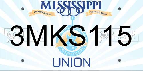 3MKS115 Mississippi License Plate