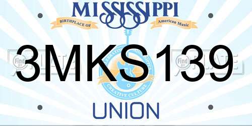 3MKS139 Mississippi License Plate