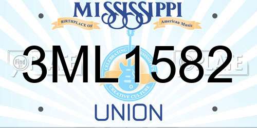 3ML1582 Mississippi License Plate