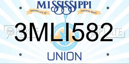 3MLI582 Mississippi License Plate