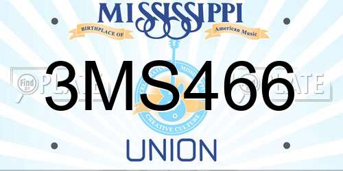 3MS466 Mississippi License Plate