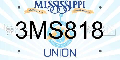 3MS818 Mississippi License Plate