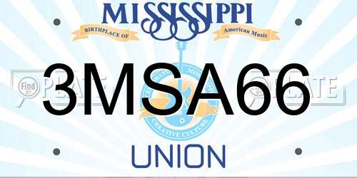 3MSA66 Mississippi License Plate